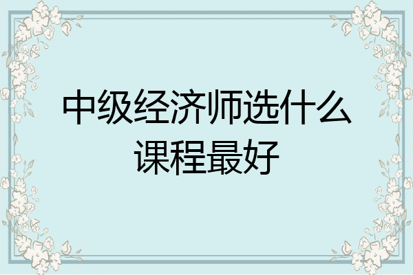 中级经济师选什么课程最好