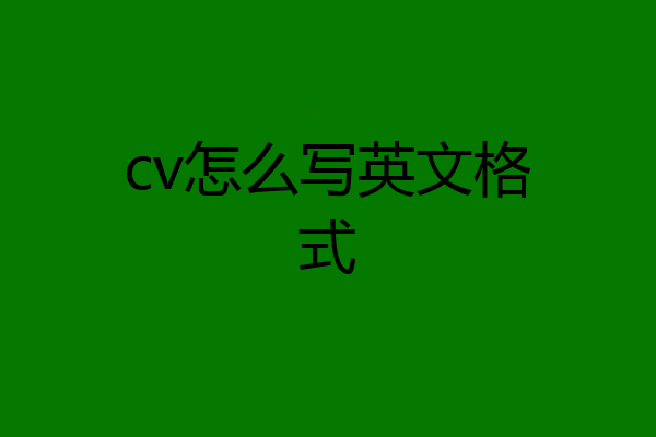 cv怎么写英文格式
