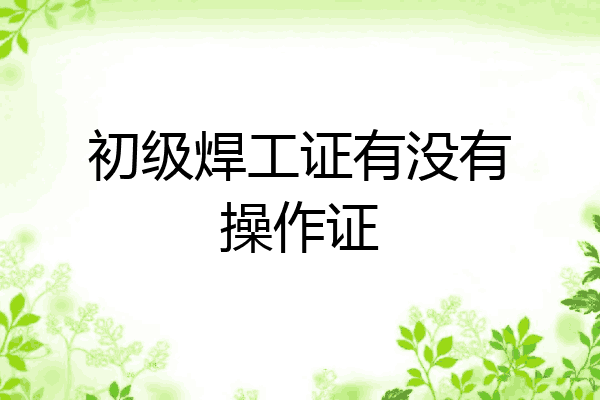 初级焊工证有没有操作证