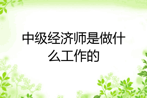 中级经济师是做什么工作的