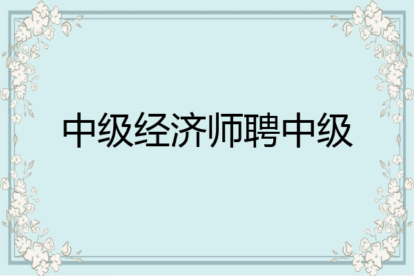 中级经济师聘中级