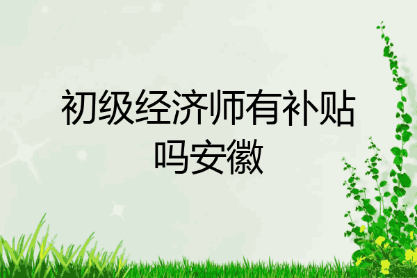 初级经济师有补贴吗安徽