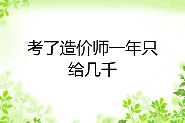 考了造价师一年只给几千