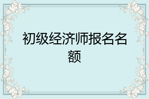 初级经济师报名名额