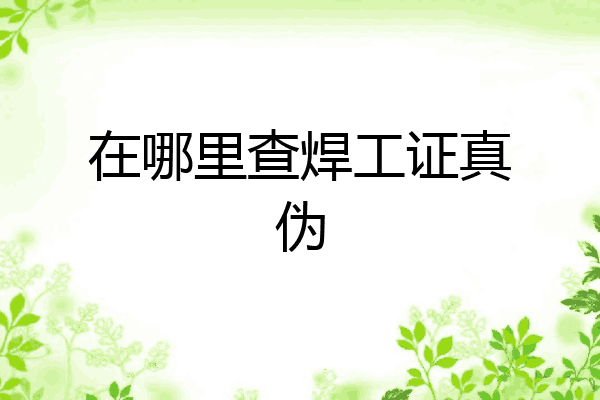 在哪里查焊工证真伪