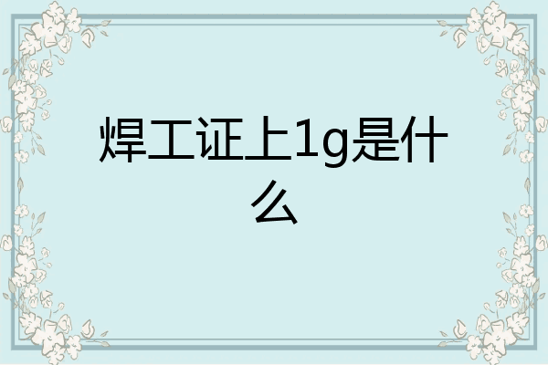 焊工证上1g是什么
