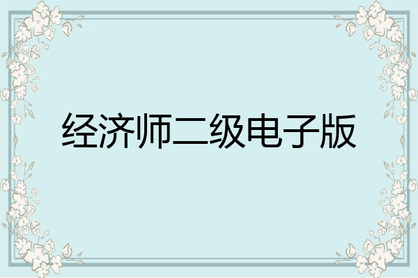 经济师二级电子版