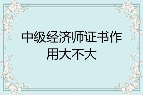 中级经济师证书作用大不大