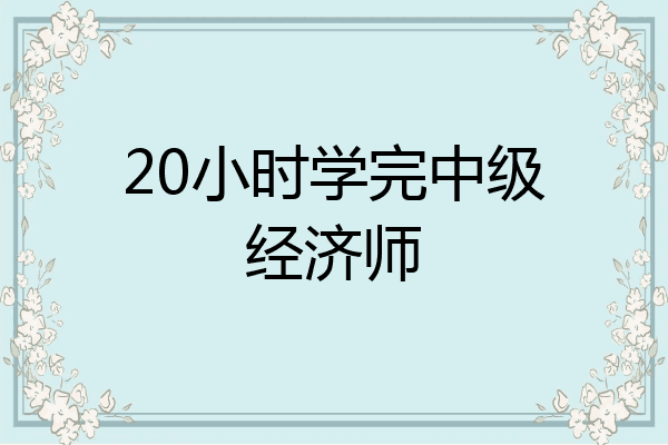 20小时学完中级经济师