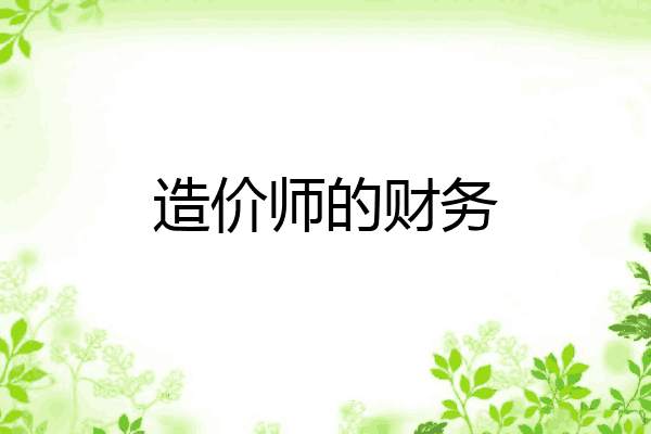 造价师的财务