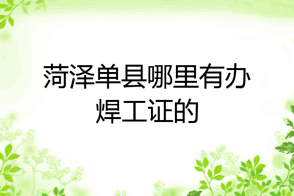 菏泽单县哪里有办焊工证的