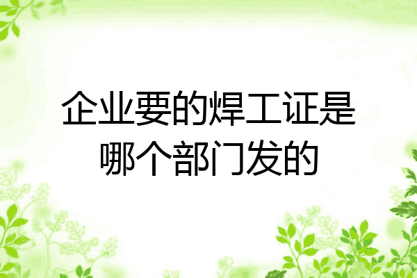 企业要的焊工证是哪个部门发的