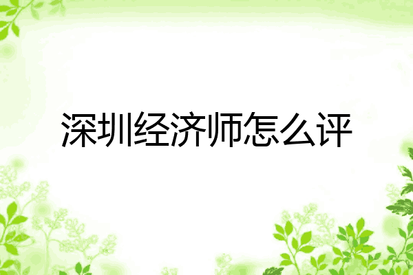深圳经济师怎么评