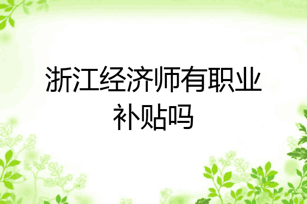 浙江经济师有职业补贴吗