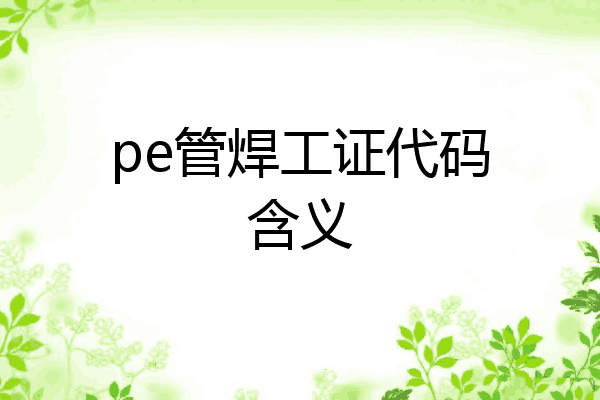 pe管焊工证代码含义