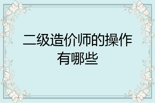二级造价师的操作有哪些