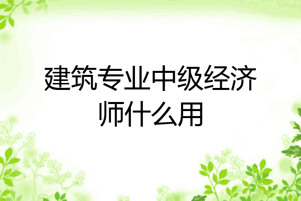 建筑专业中级经济师什么用