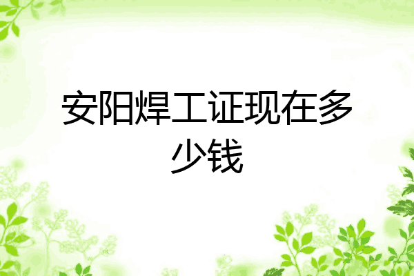 安阳焊工证现在多少钱