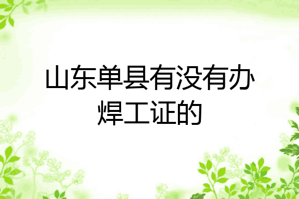 山东单县有没有办焊工证的