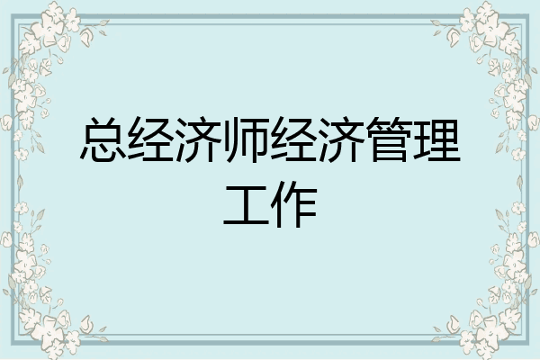 总经济师经济管理工作
