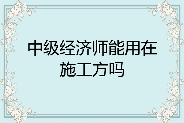 中级经济师能用在施工方吗