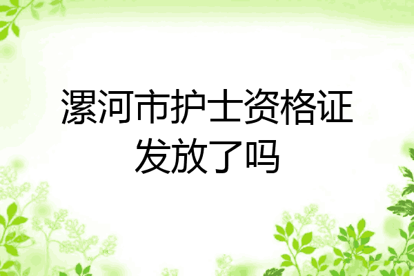 漯河市护士资格证发放了吗