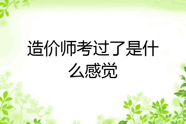 造价师考过了是什么感觉