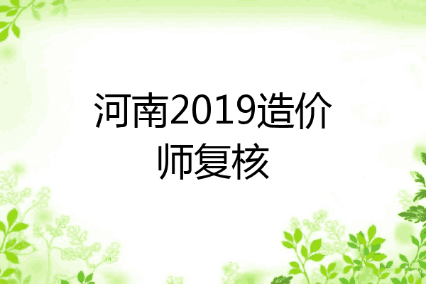 河南2019造价师复核