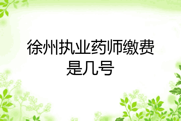 徐州执业药师缴费是几号