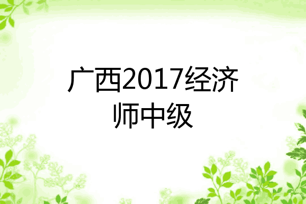 广西2017经济师中级