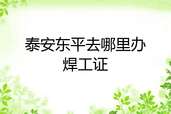 泰安东平去哪里办焊工证