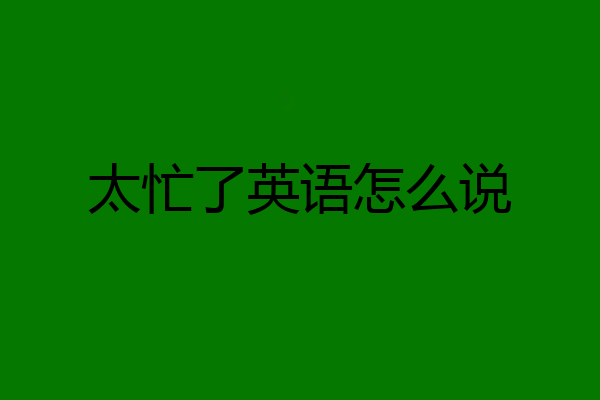 太忙了英语怎么说