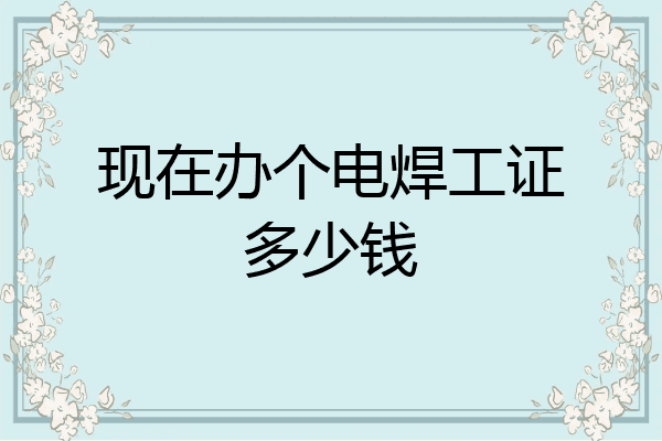 现在办个电焊工证多少钱