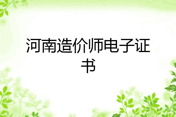 河南造价师电子证书