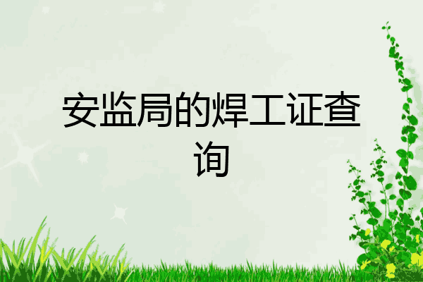安监局的焊工证查询