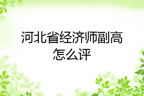 河北省经济师副高怎么评