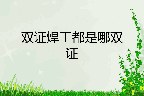 双证焊工都是哪双证