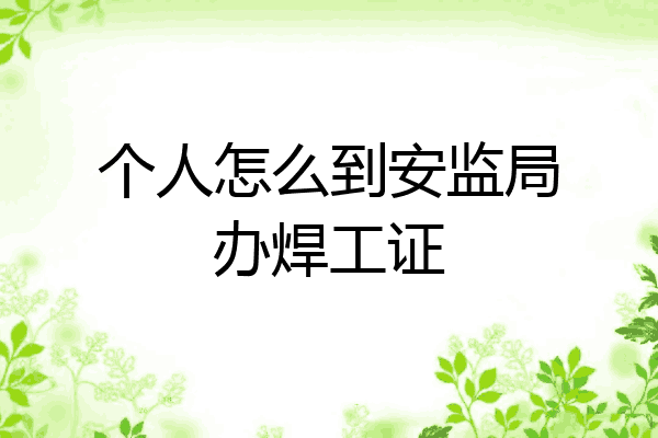 个人怎么到安监局办焊工证