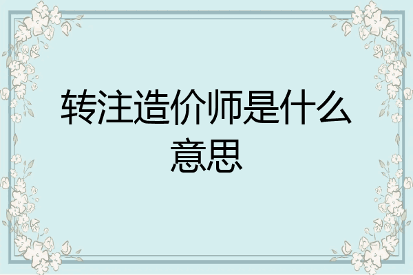 转注造价师是什么意思