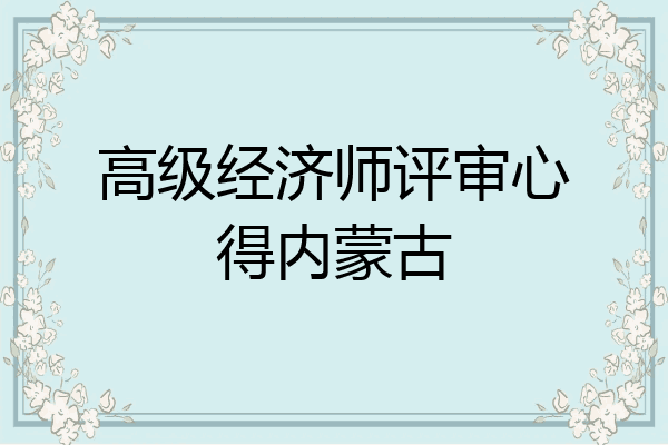 高级经济师评审心得内蒙古