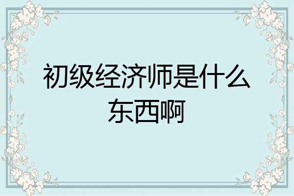 初级经济师是什么东西啊