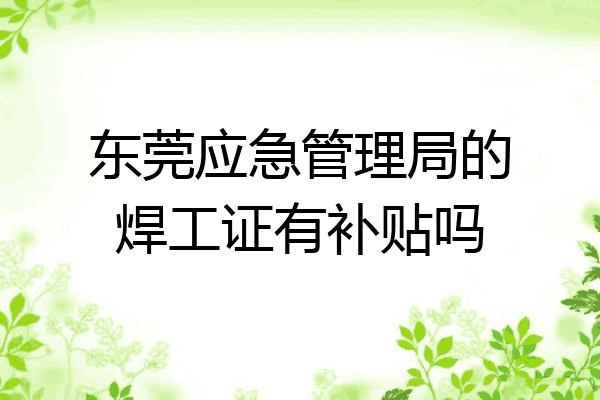 东莞应急管理局的焊工证有补贴吗