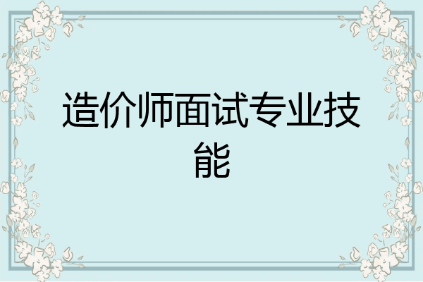 造价师面试专业技能