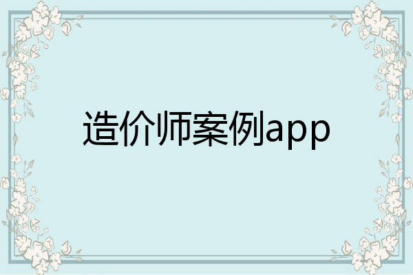 造价师案例app