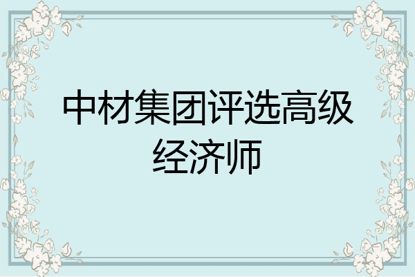 中材集团评选高级经济师