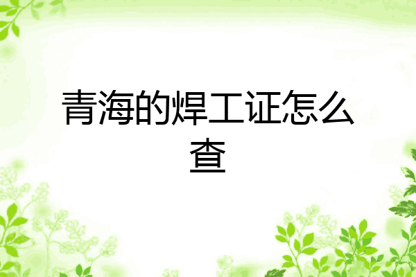 青海的焊工证怎么查