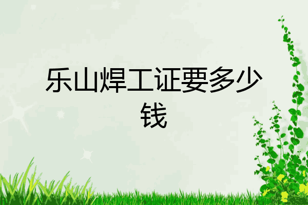 乐山焊工证要多少钱