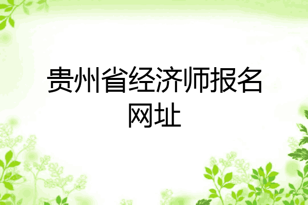 贵州省经济师报名网址
