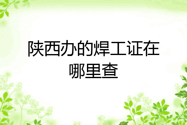陕西办的焊工证在哪里查