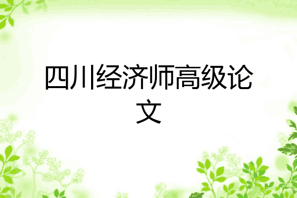 四川经济师高级论文